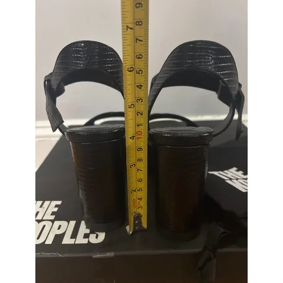 The Kooples NIB Lizard Effect Leather Heel SandalsBlack FR 37/ US‎ 6 MSRP $435 - Picture 6 of 9